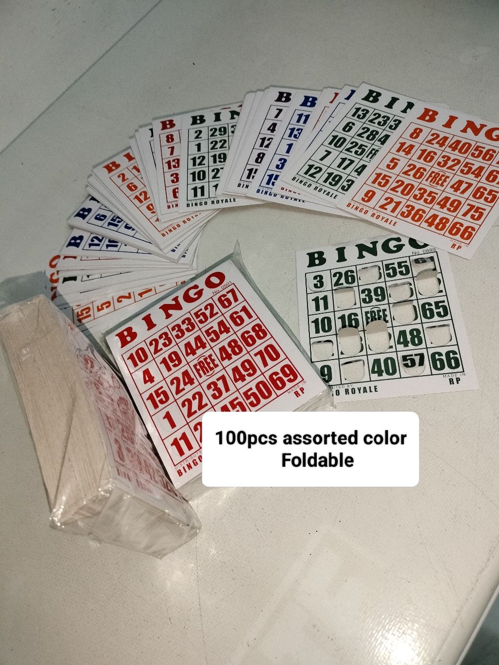 100pcs foldable small bingo card game card assorted color ( bingo ...