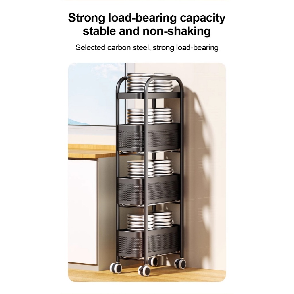 Nearra Narrow Storage Trolley with Wheels Bedroom/Bathroom/Kitchen ...