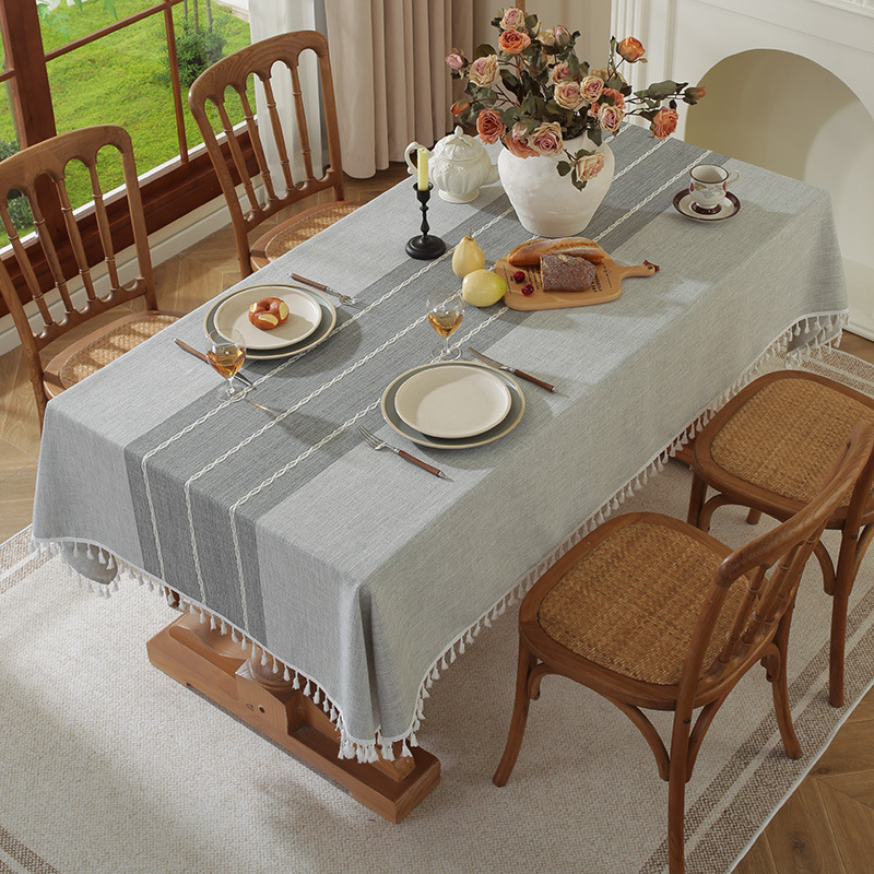 Cotton Linen Tablecloth Jacquard Art Table Cloth Rectangular Household ...
