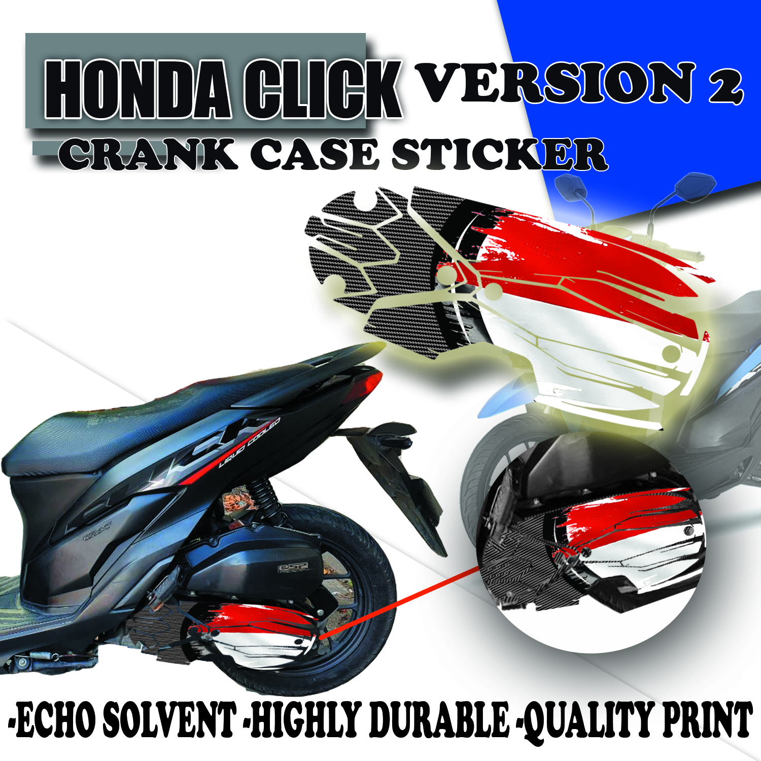 HONDA CLICK NEW CRANK CASE STICKER FOR VERSION 2 MOTORCYCLE/ NEW CRANK ...