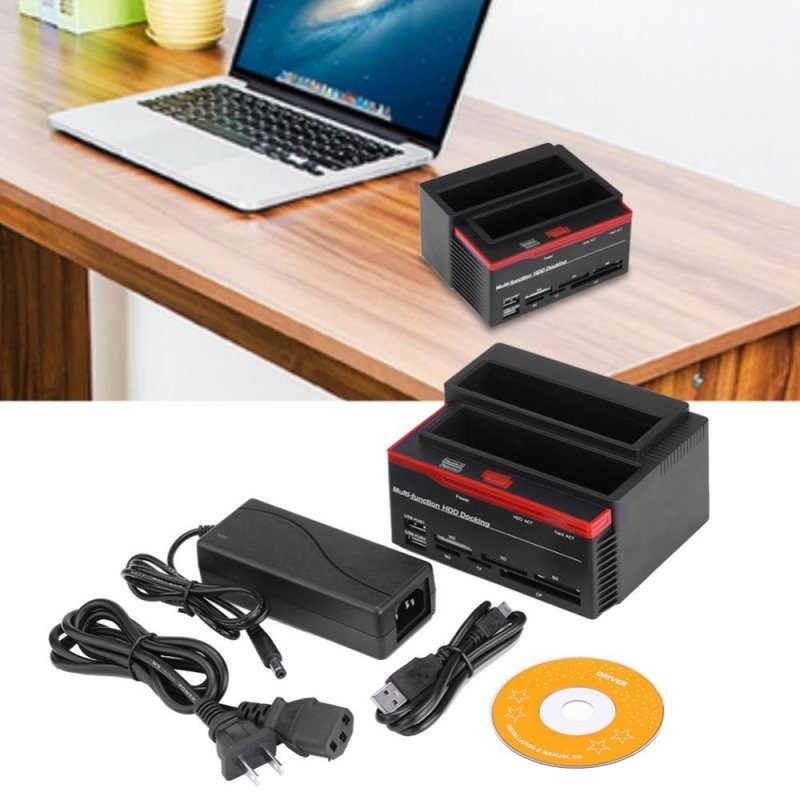 GSE Dual-Bay 2.5 /3.5 SATA & IDE HDD Enclosure Docking Dock Station ...