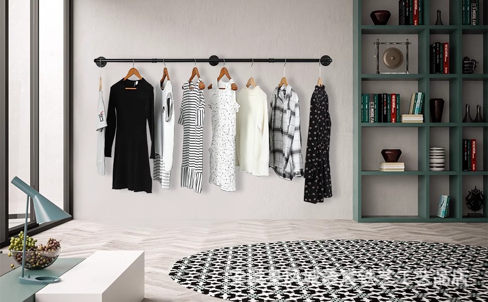 Metal Clothes Rack WallMounted Hanger Clothing Rack Tube Hanger