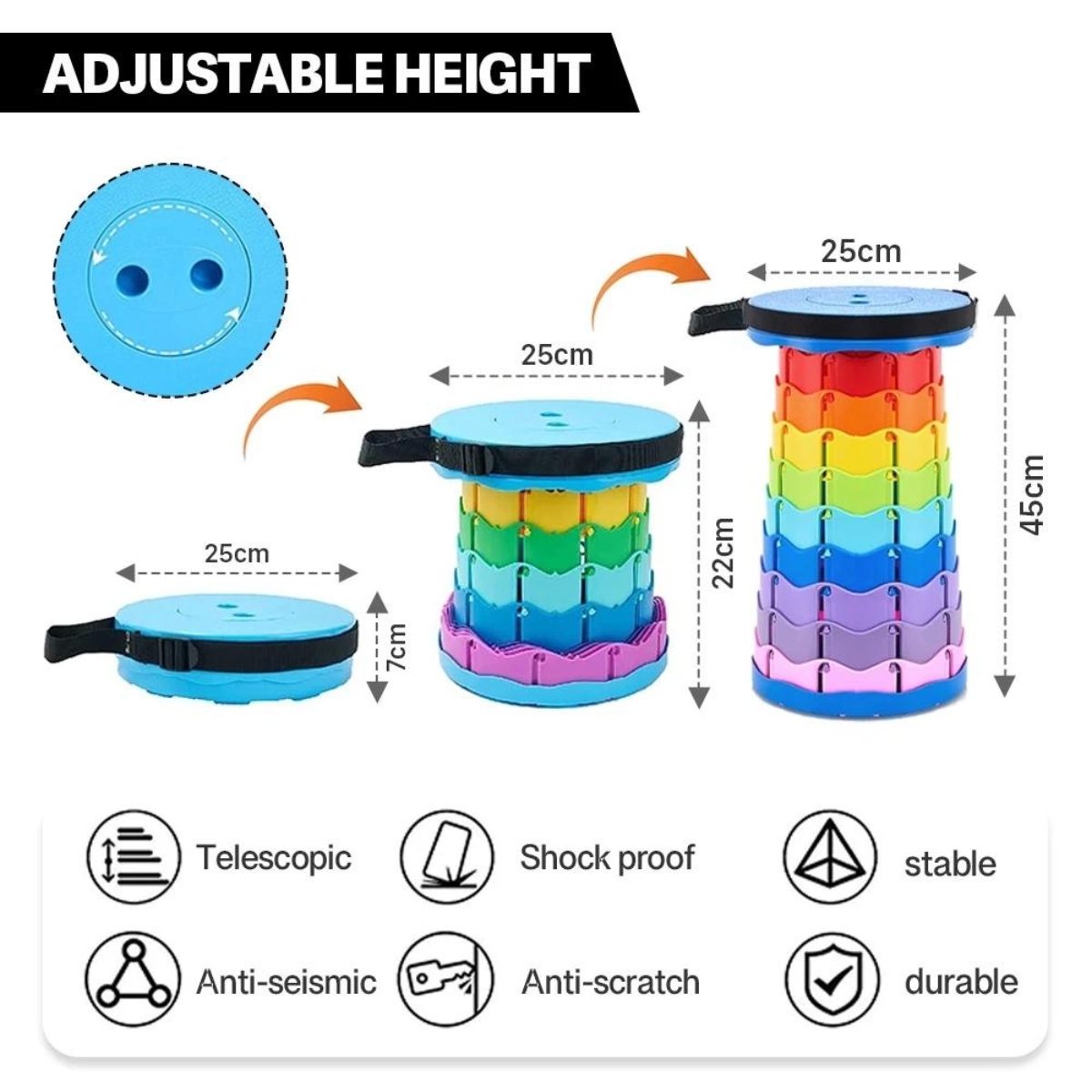Colorful Adjustable & Retractable Folding Stool - Modern Style for ...