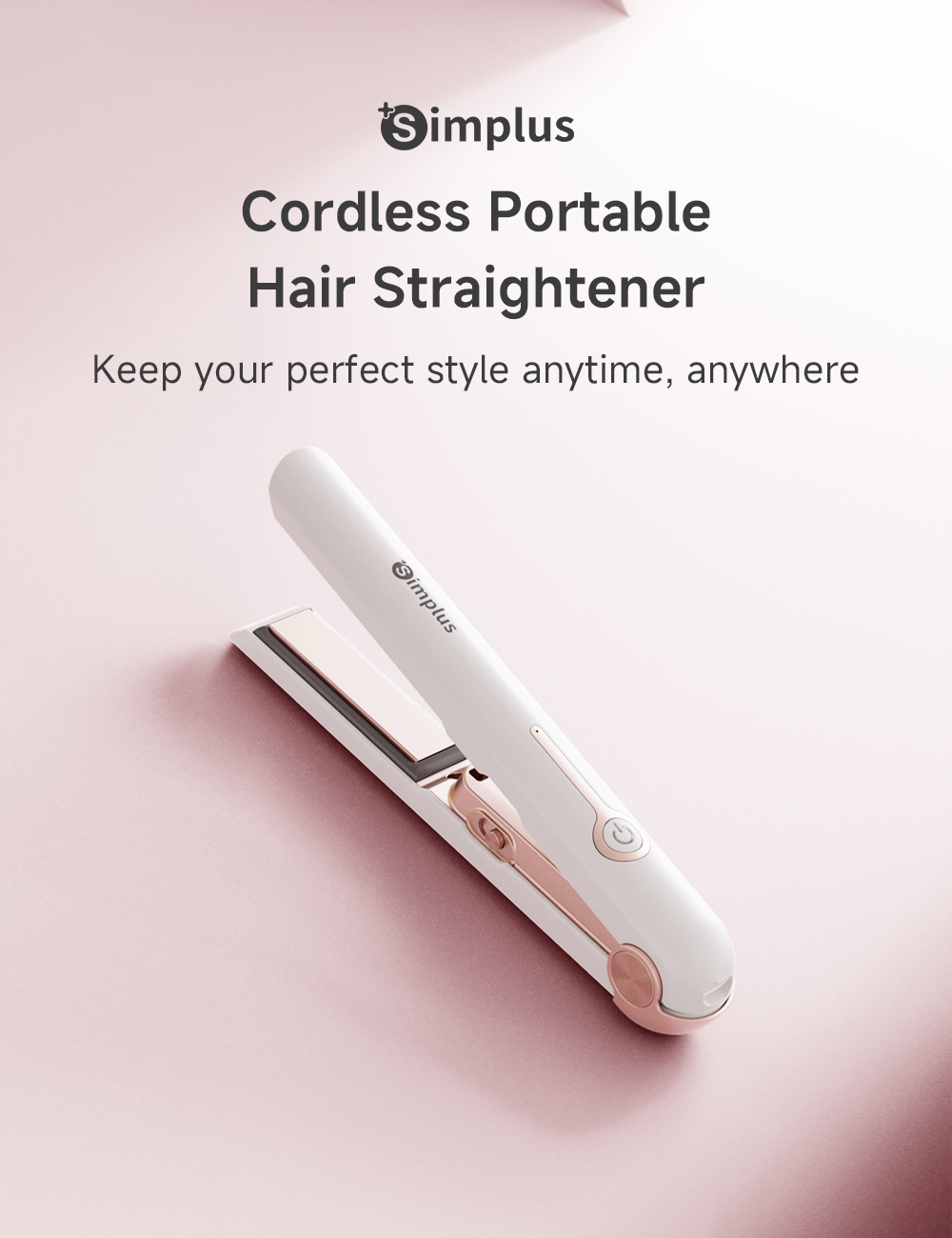 Simplus Hair Straightener Cordless Portability 3D Floating Plate Type-C ...