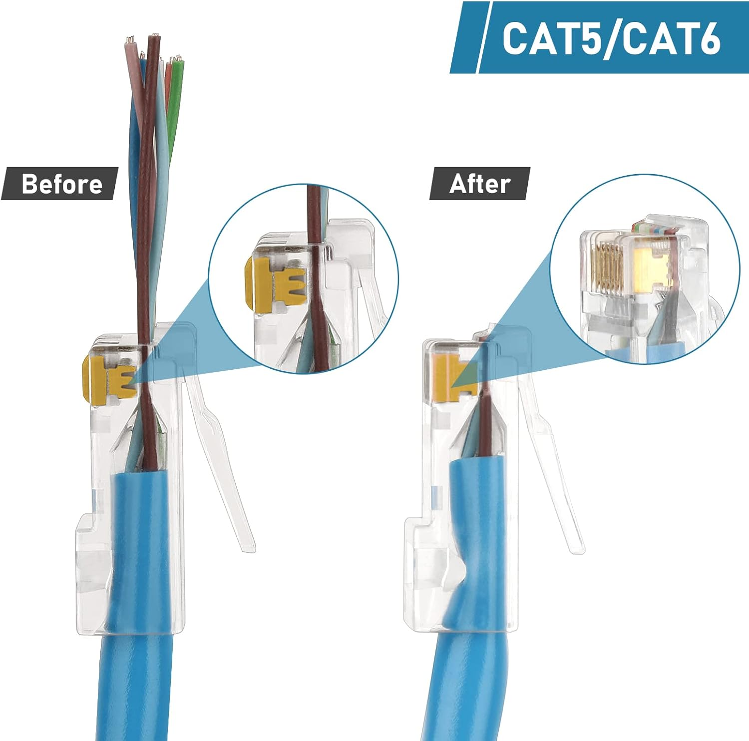 ALLAN RJ45 Crimp Tool PassThrough Cat7 Cat6A Cat6 Cat5e Cat5 RJ45 ...