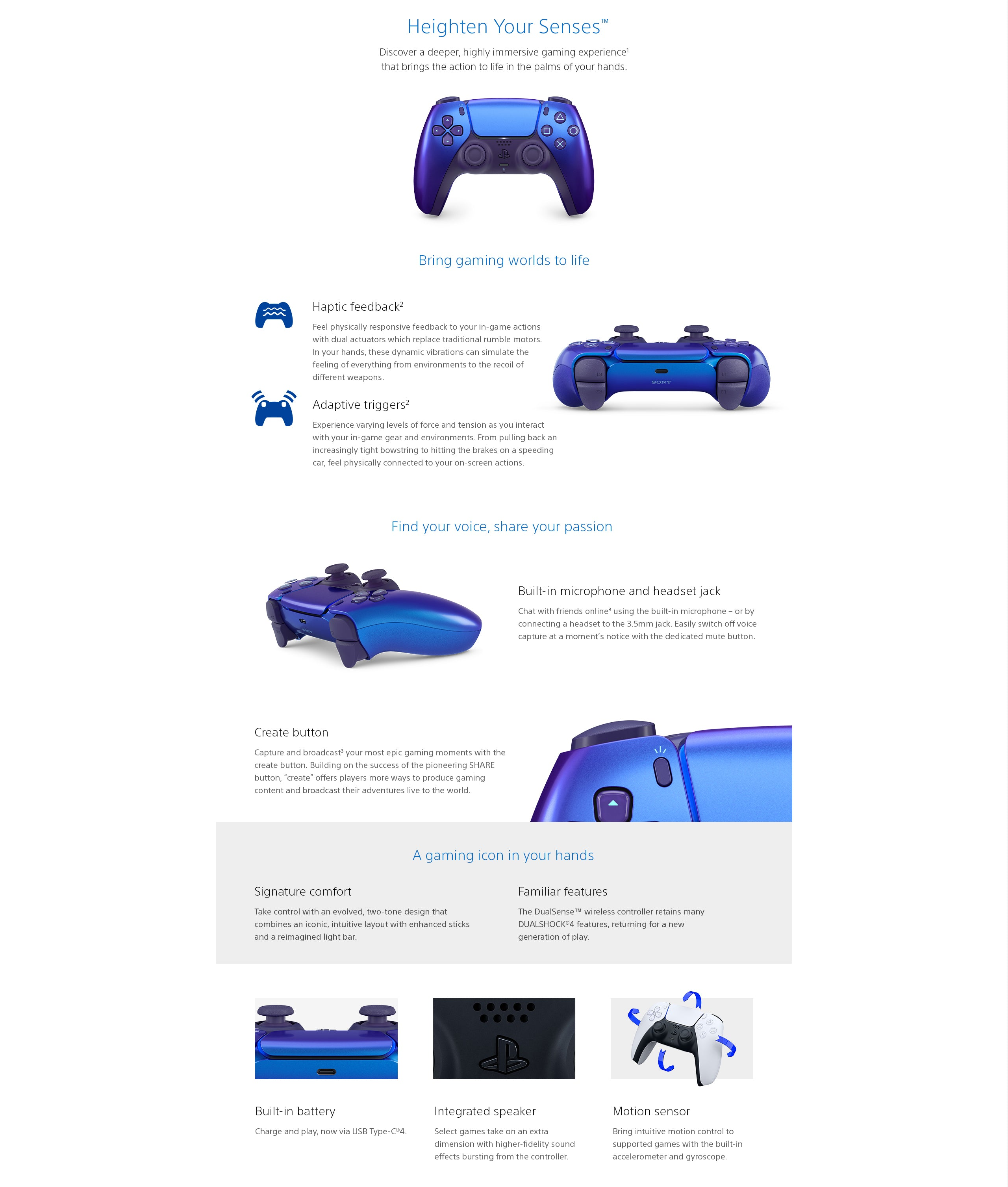 PlayStation 5 Dualsense Wireless Controller Chroma Indigo Asian (CFI ...