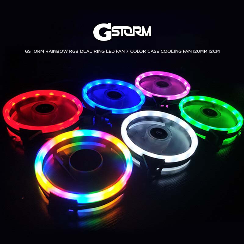 Gstorm Rainbow RGB Dual Ring Led Fan 7 Color Case Cooling Fan 120mm ...