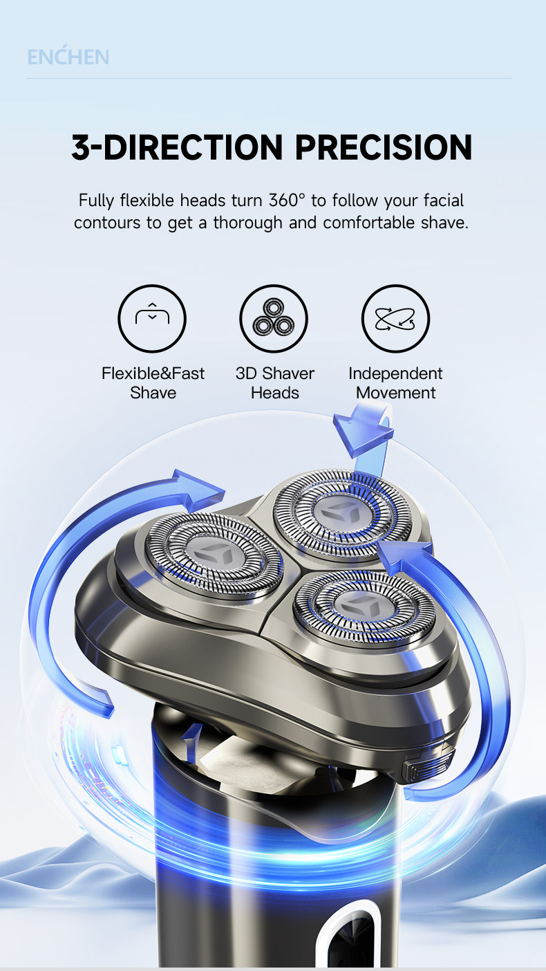 ENCHEN Electric Shaver Blackstone 6 Men 3D Floating Shaver Head ...