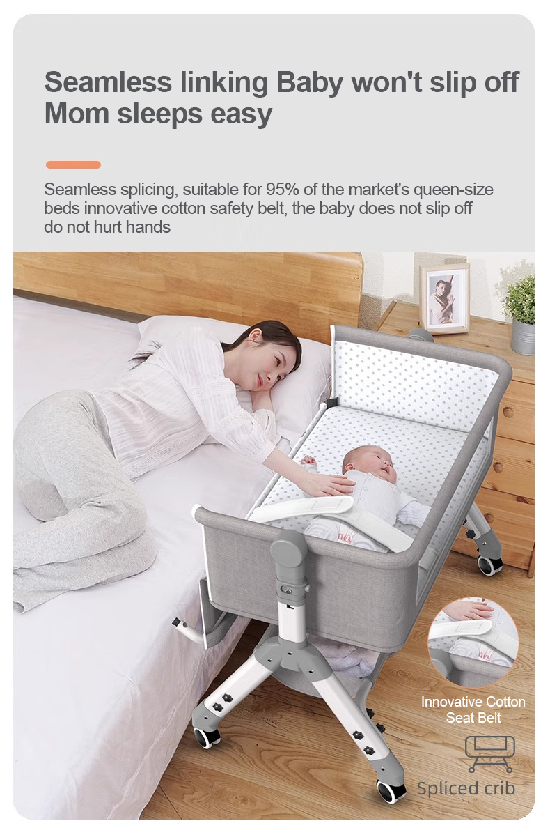 LUCKYBABE Baby crib newborn spliced bed convenient and adjustable with ...