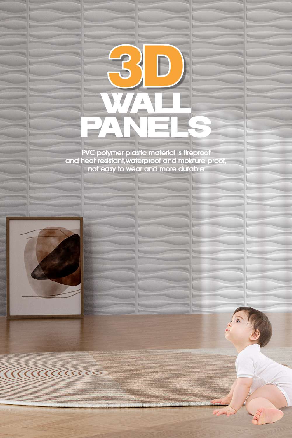 50pcs Pvc Wall Panel 3D Design Wallpaper For Room Kitchen Living Room ...