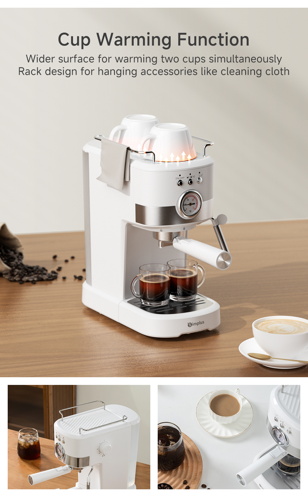 Simplus Espresso Coffee Maker Machine Milk Frother Coffee Machine Semi ...