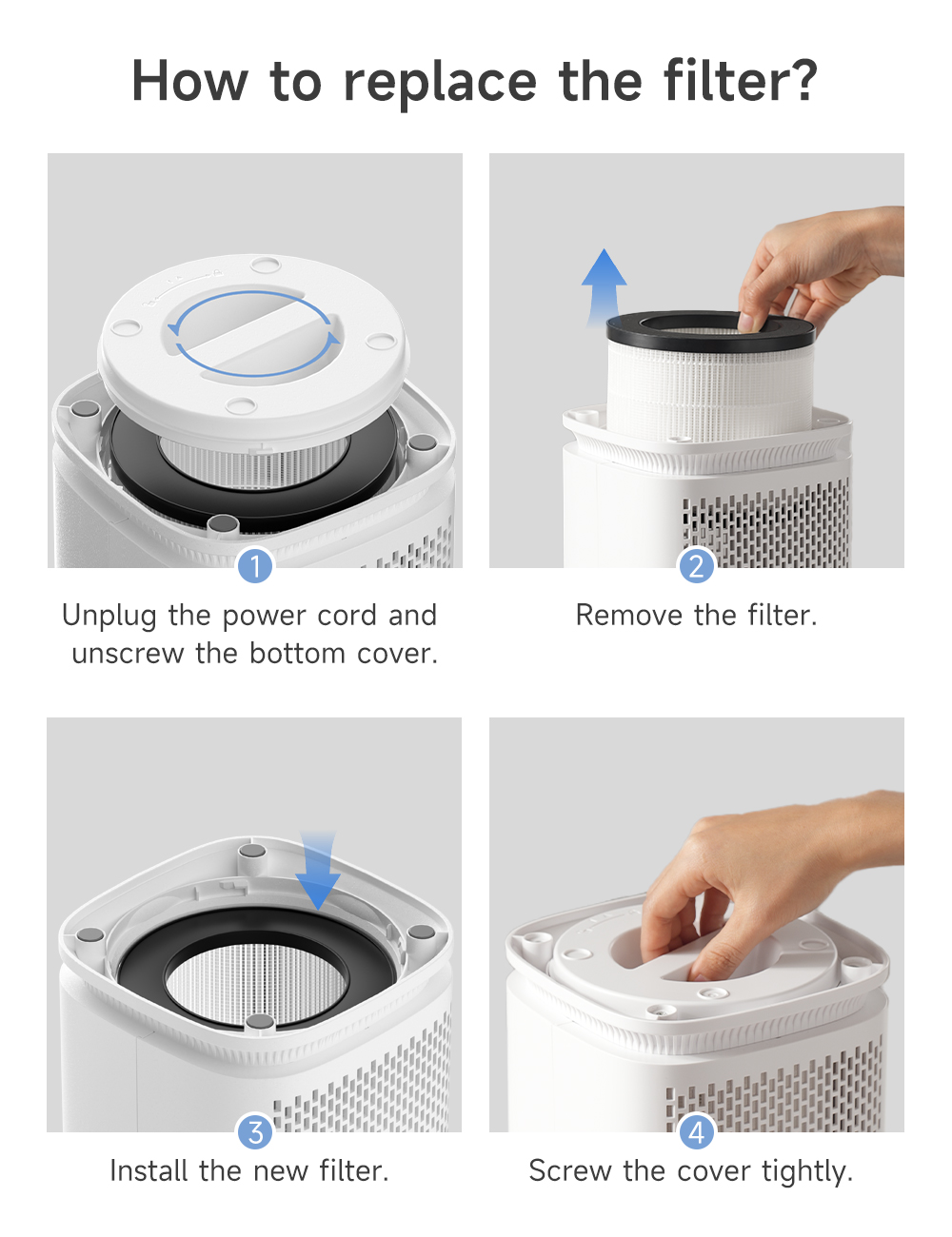 Simplus Air Purifier Filter HEPA H11 Remove Micron-Size Pollutants ...