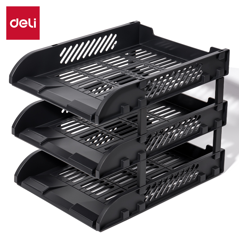 Deli 3-layer Desktop File Holder Documents Tray Paper Organizer Large ...