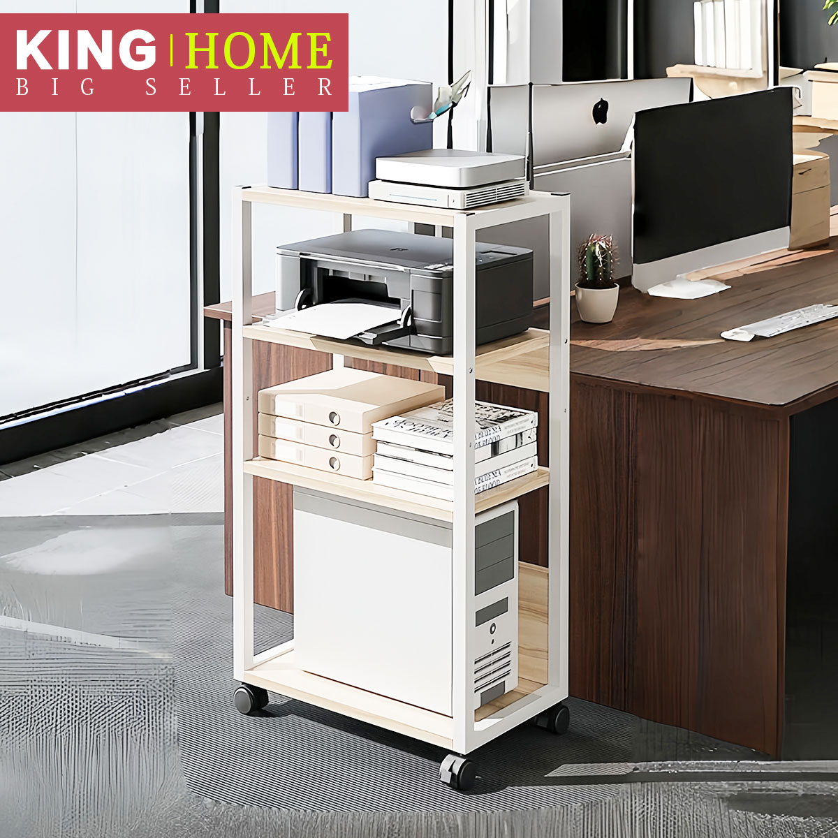 KING HOME Mobile printer storage rack, office floor standing storage ...
