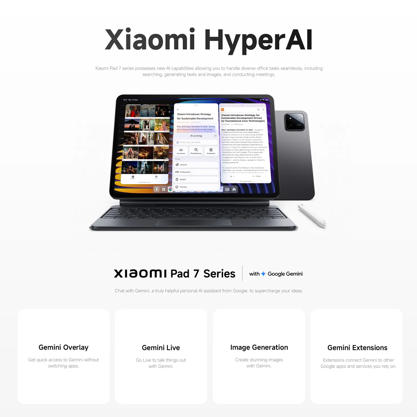 Xiaomi Pad 7 Tablet 11.2" - 8Go/256Go, écran 3.2K 144Hz, Snapdragon 7+ Gen 3, Batterie 8850mAh, Vert - 2