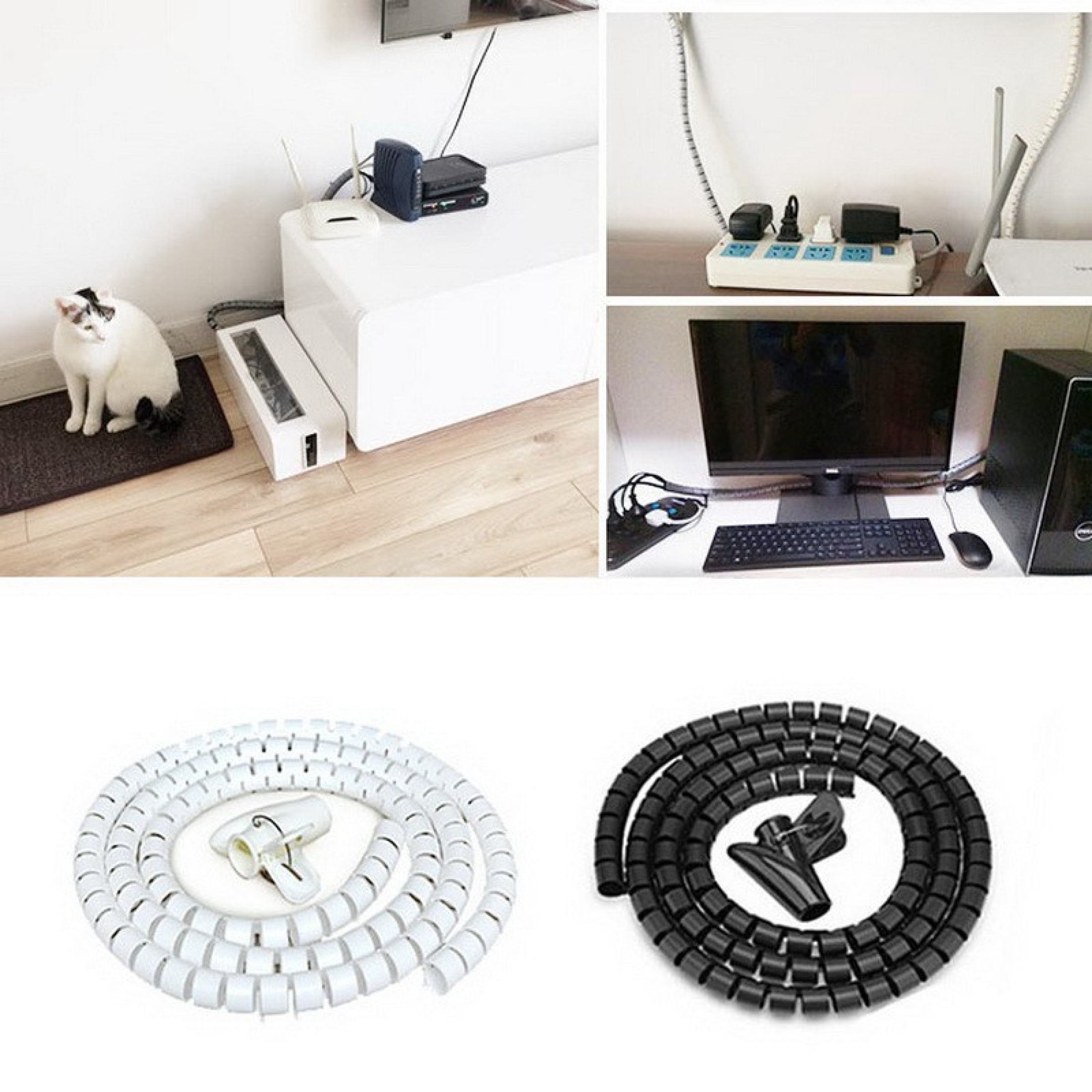 KOVEX Cable Holder Organizer, 28mm Flexible Spiral Tube Wire Management ...