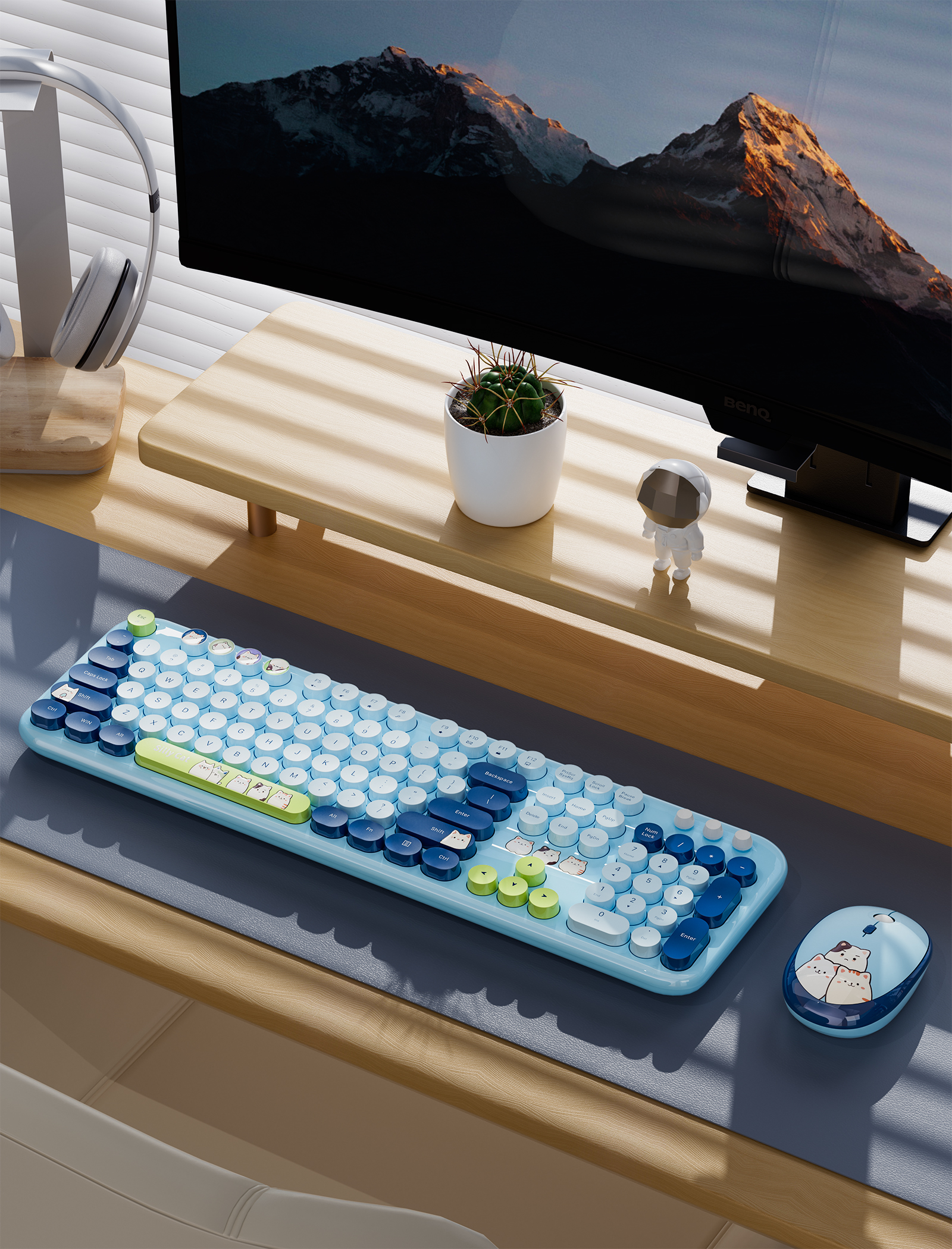 FANTASY MOFii Silly Cat Retro Cute Wireless Keyboard and Mouse Set For ...
