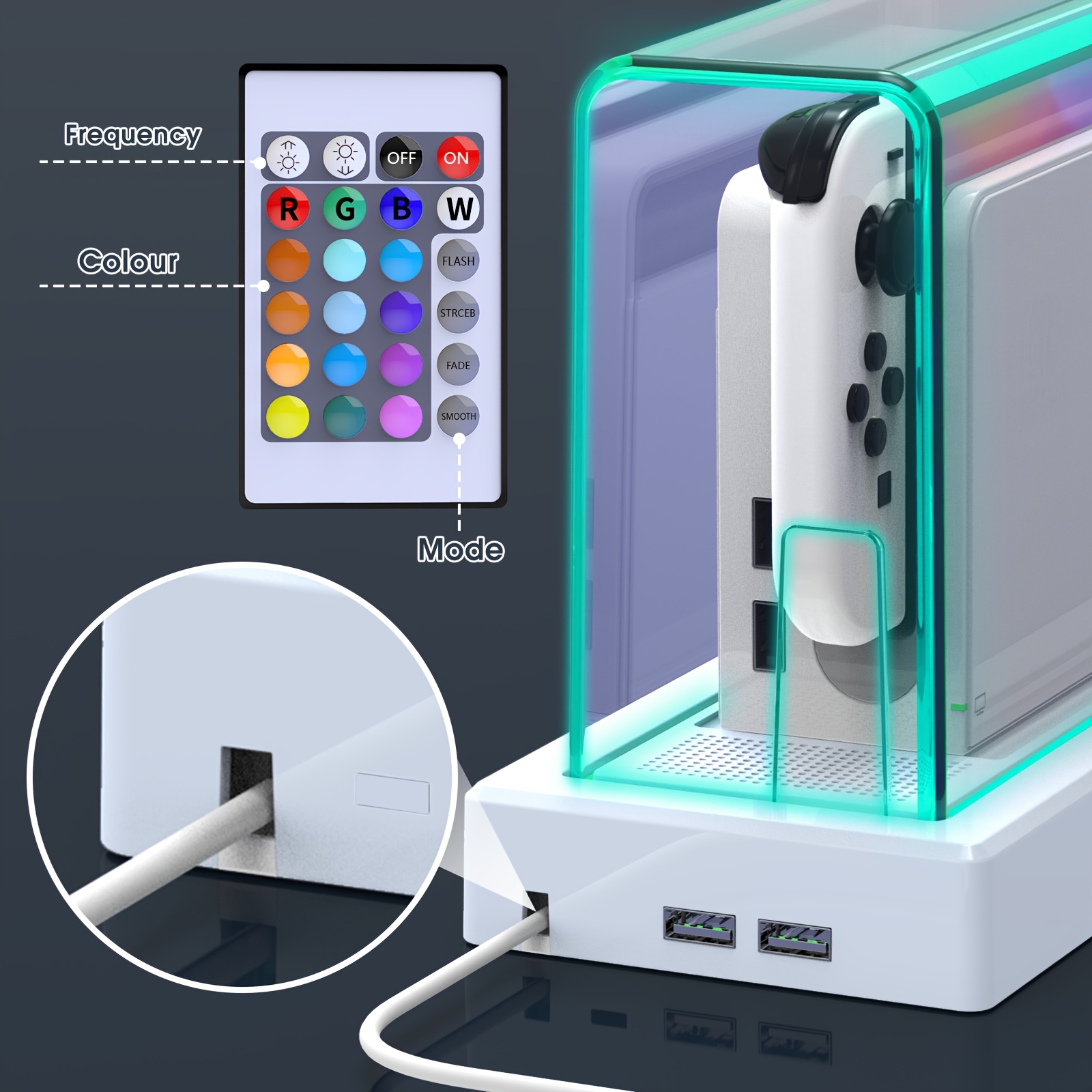 20 Colors LED Light Transparent Acrylic Case Nintendo Switch OLED Anti ...