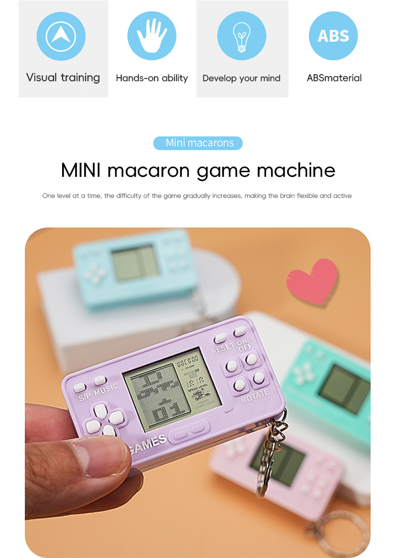 New Mini Macaron Tetris Game Controller Style Keychain Kids Toys ...