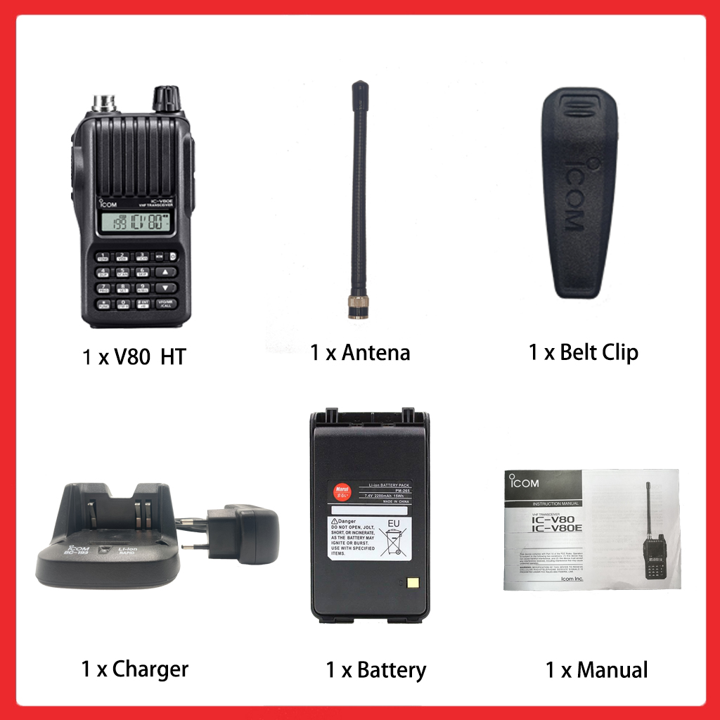 Icom Radio IC-V80E Walkie Talkie Long Range 10KM VHF 136-174Mhz 207CHS ...