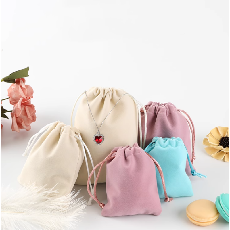 1pc Colored Velvet Fabric Silk Drawstring jewelry Packing Bag Velvet ...