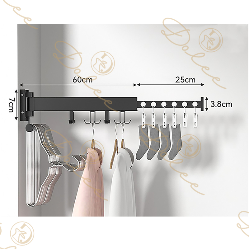 Retractable Clothes Towel Drying Rack Balcony Indoor Folding Wall ...