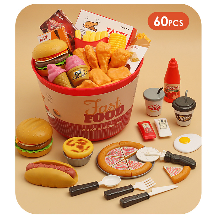 Kids' Fried Chicken Burger Simulation Kitchen Toy Set for Fast Food ...