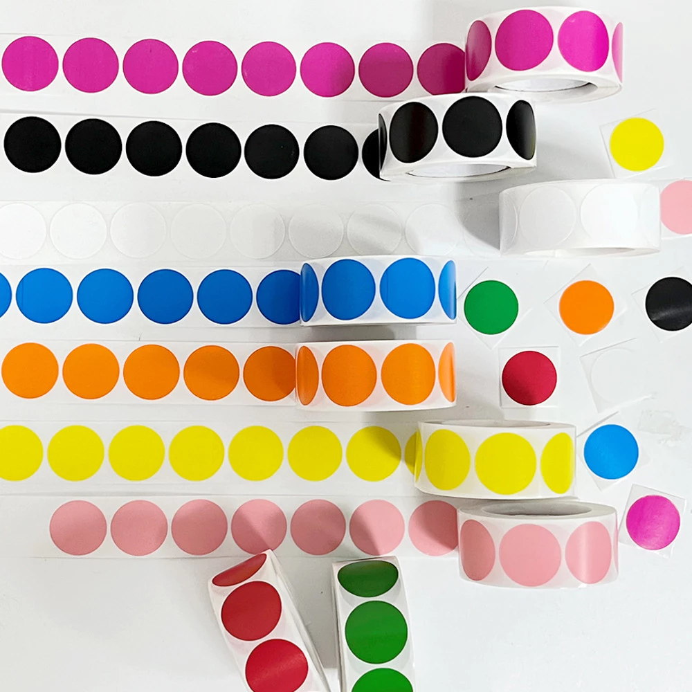 500Pcs/Roll Dot Labels Sticker Supplies Round 1 Inch Stationery Color ...