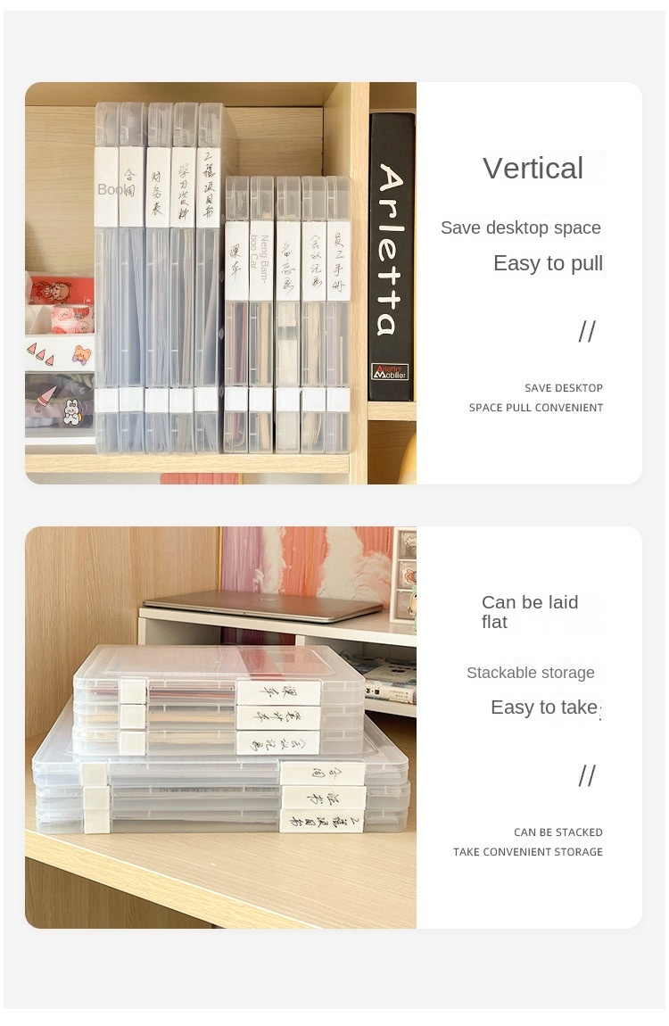 A4/A5 3Pcs Transparent Box Certificate Paper Organizer Document Case ...