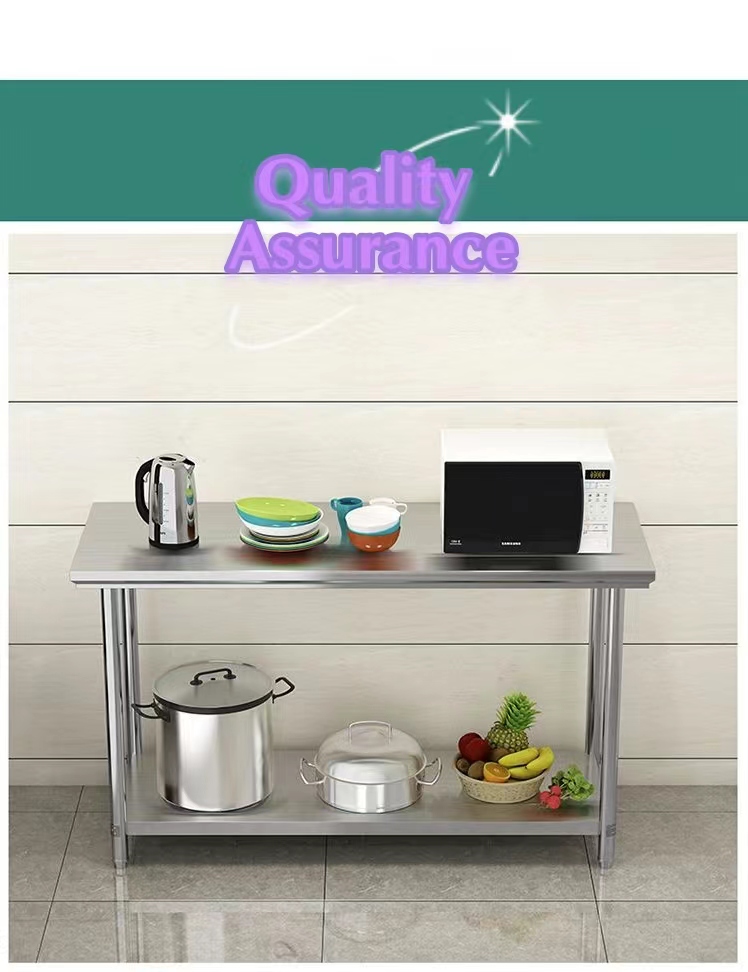 304 Stainless Steel Workbench Two-Tier Kitchen Cutting Table Thickened ...