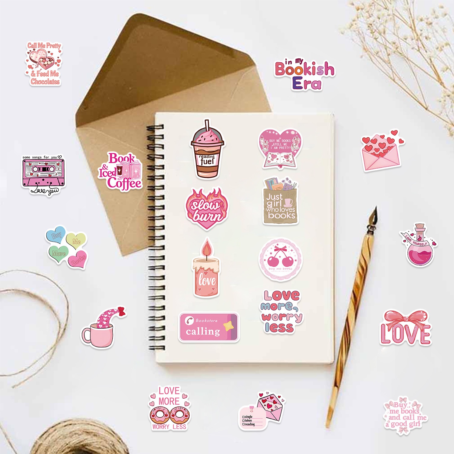 50pcs Ins Stickers Pink Girl Heart Cute lover Sticker Decoretion ...