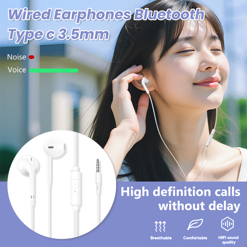 Headphones with 3.5mm Plug Wired Earphones with Built-in Mic Control ...