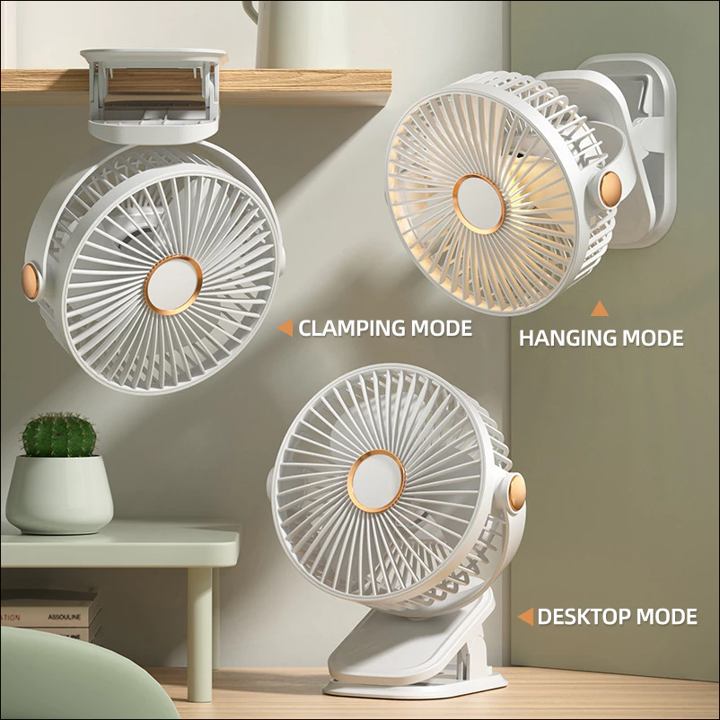 Desk Fan with Light mini rotating clip fan portable Outdoor stroller ...