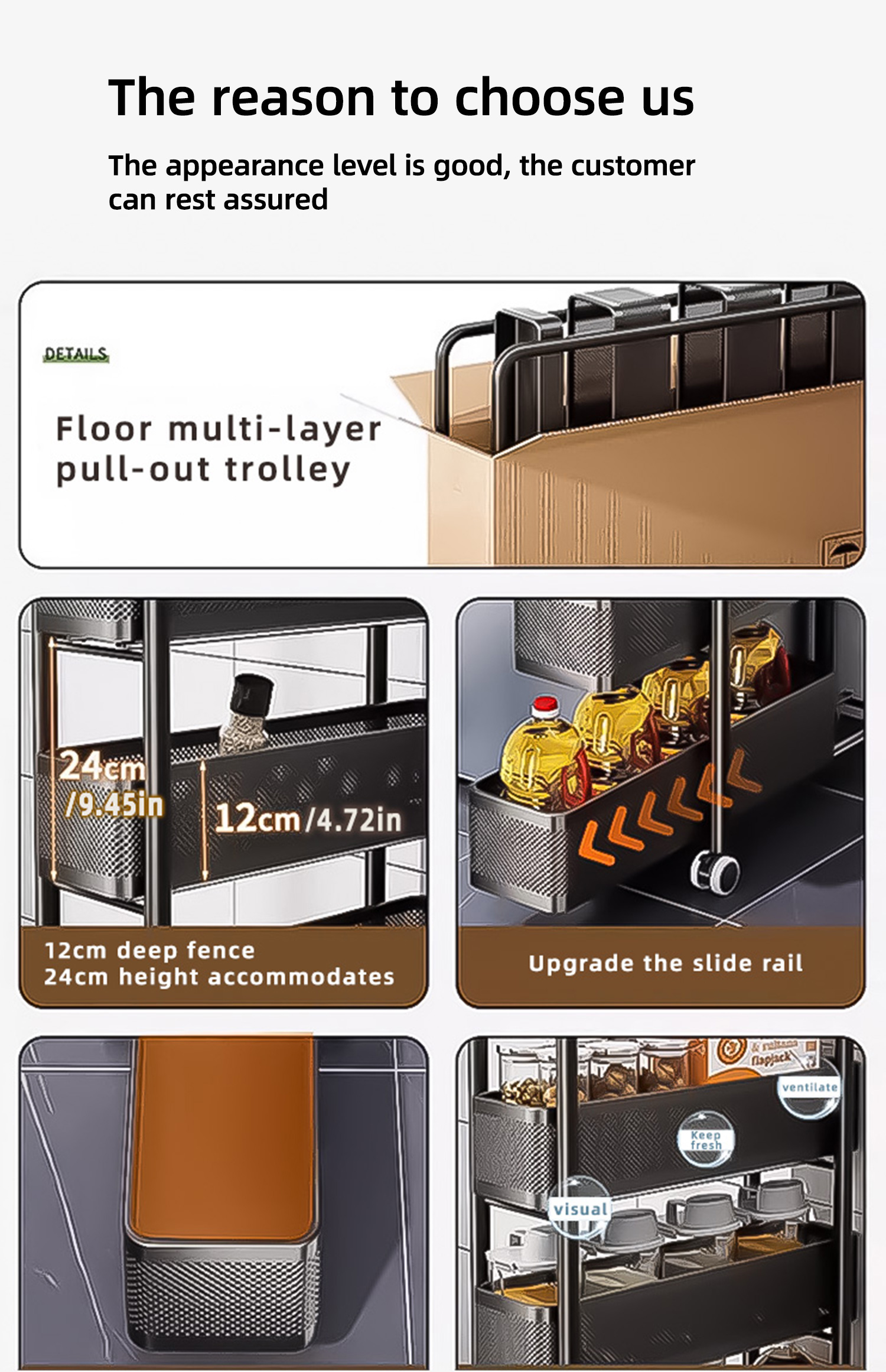 Mobile Rack with Wheels Storage Rack Bedroom Bathroom Storage Trolley ...