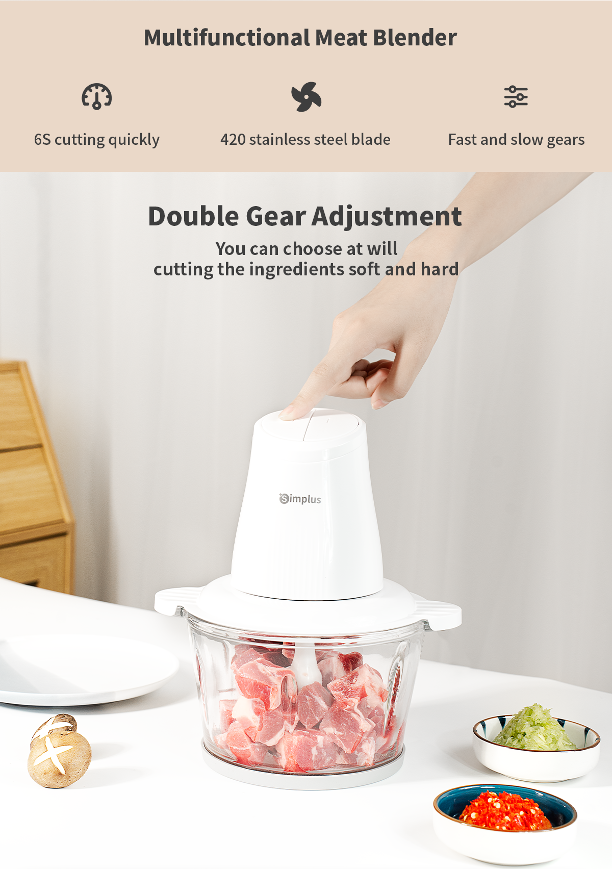 Simplus Automatic Electric Meat Grinder Automatic 2L DDJR004 | Shopee ...