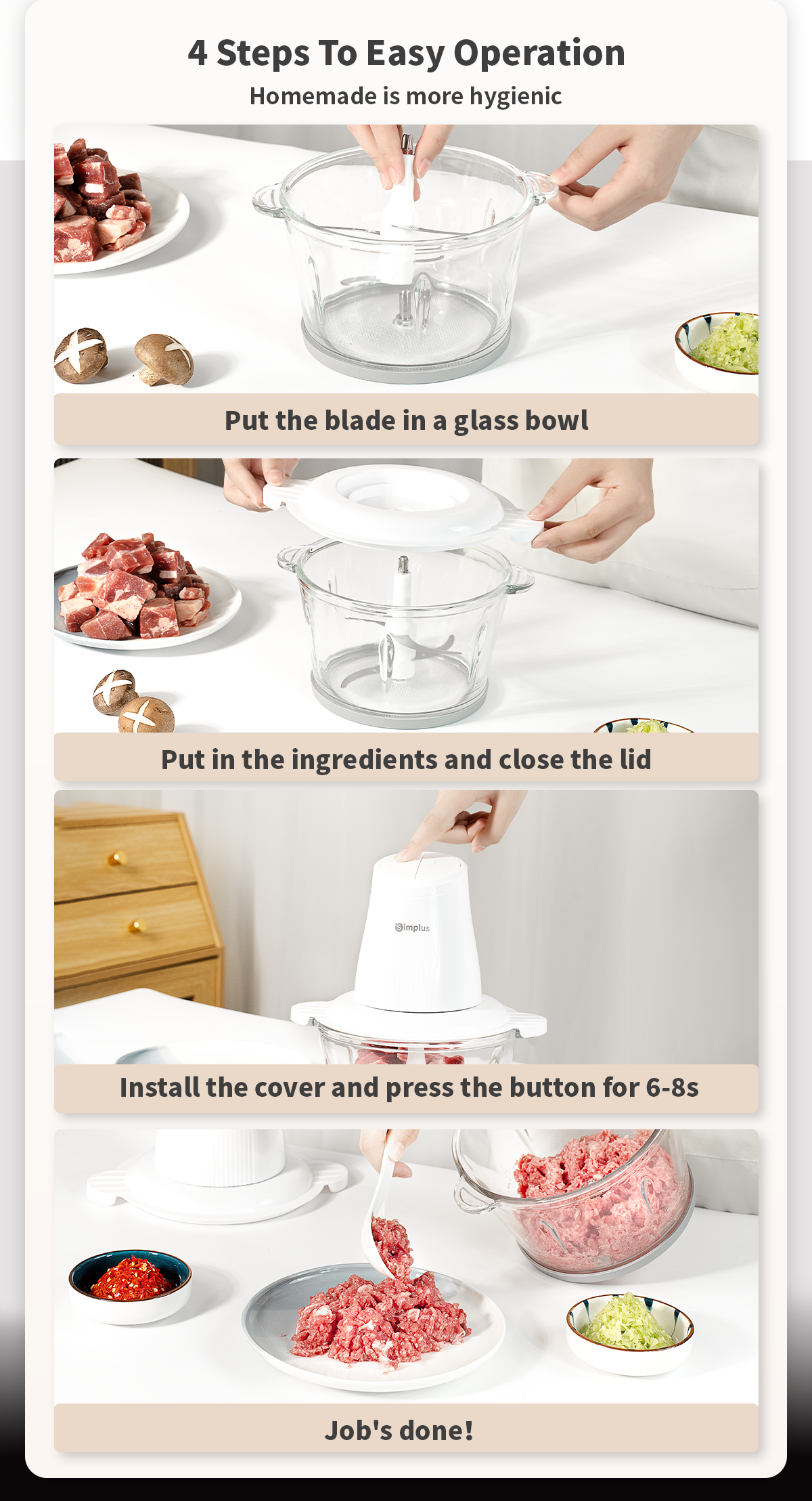 Simplus Automatic Electric Meat Grinder Automatic 2L DDJR004 | Shopee ...