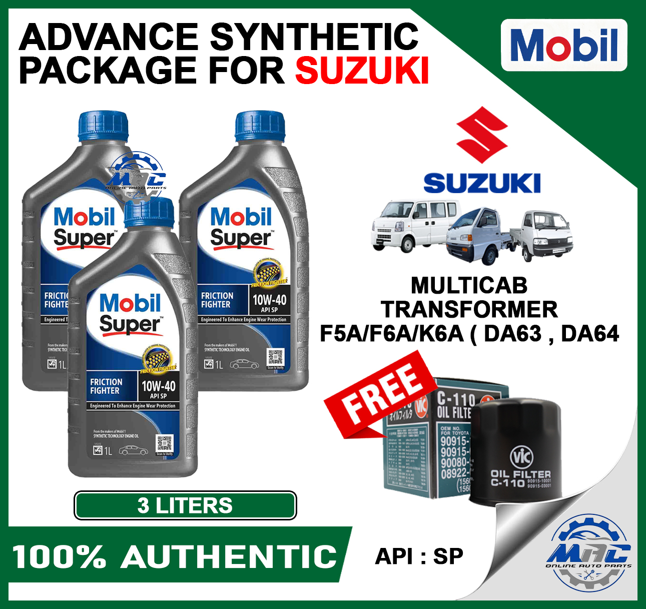 Mobil Super Friction Fighter 10W40 3 liters for SUZUKI Multicab ...