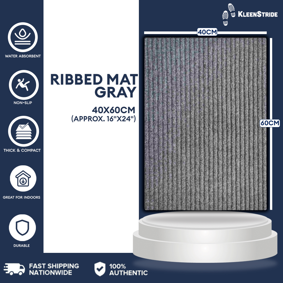 KleenStride Ribbed Mat Gray | Water Absorbent Non-Slip | Quality ...