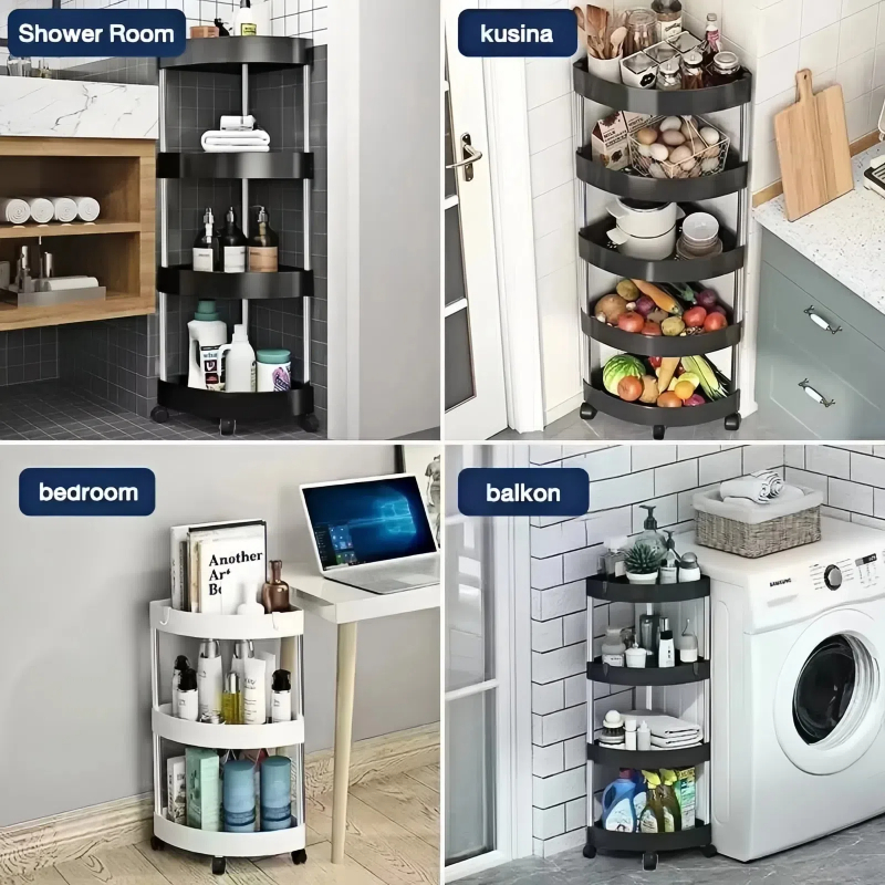 Bathroom Organizer Rack Toiletries Ground Storage Rack With Wheel ...