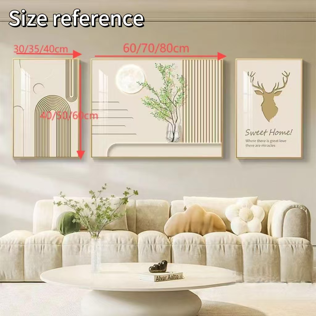 Home clock decors living room triptych clock mural frames elegant wall ...