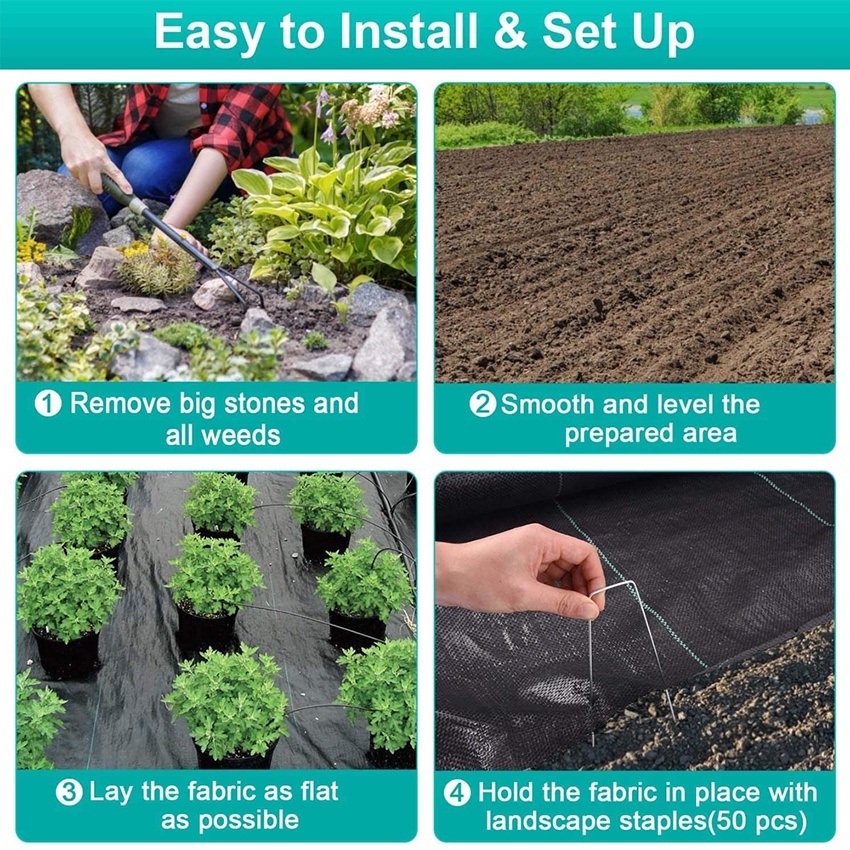 20/50/100M Weed Control Barrier Fabric Weeding Cloth Black Degradable ...
