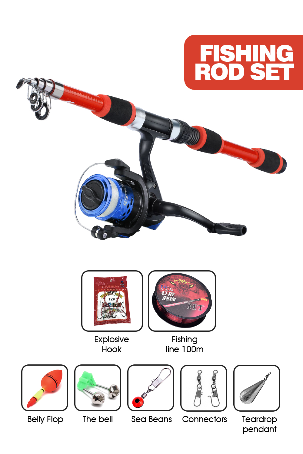 Fishing Rod Set Original Full Set Telescopic Fishing Rod Kit Set ...