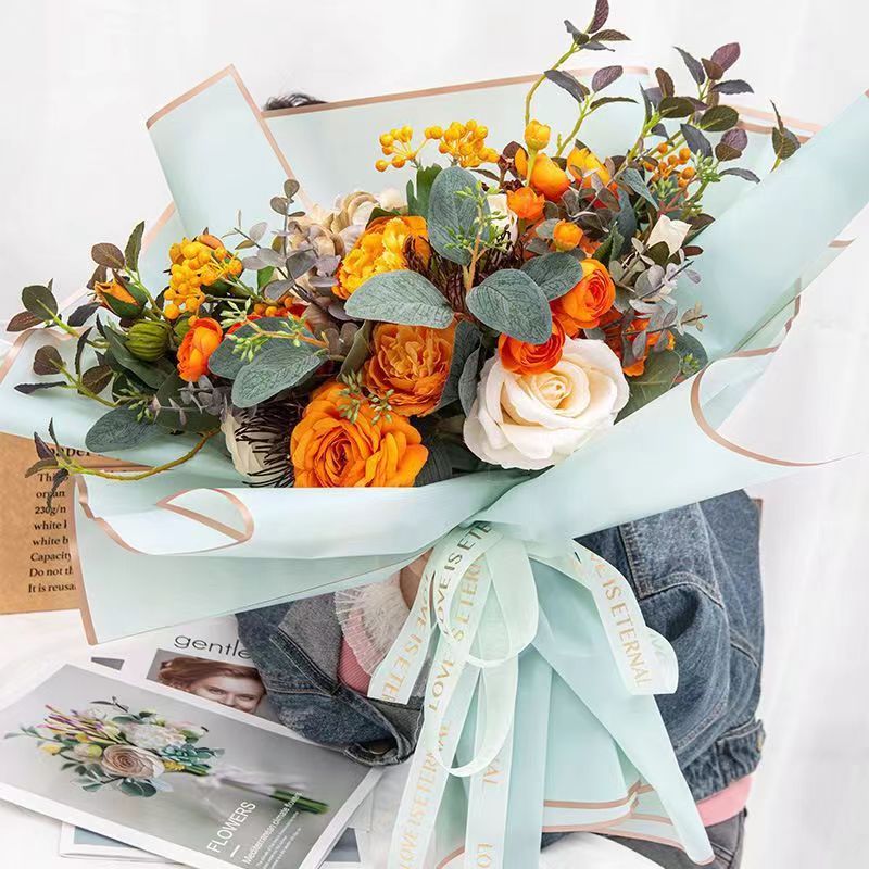 20pcs Gold Edge Flower Bouquet Wrapper Floral Wrapper Waterproof DIY ...