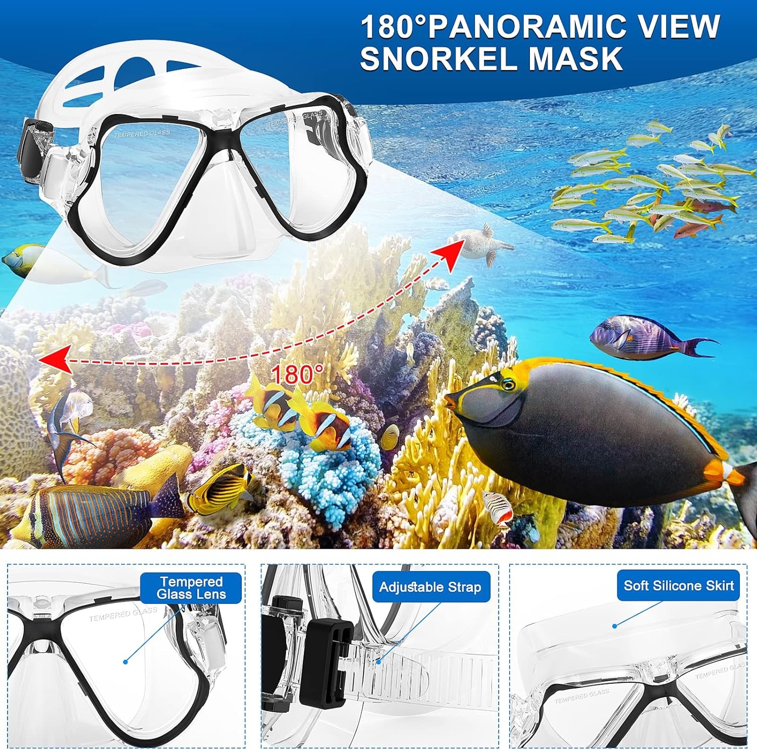 DIVI Snorkeling Set Snorkel Set for Adult Diving Mask with Snorkel Anti ...
