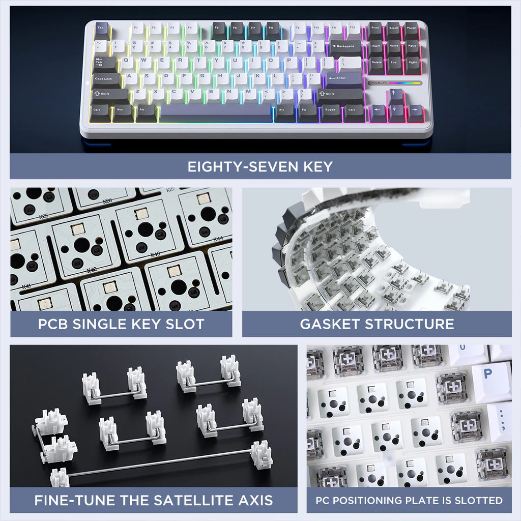 3 Aula F87 Pro Mechanical Keyboard 87 Key with TKL Gasket Structure ...