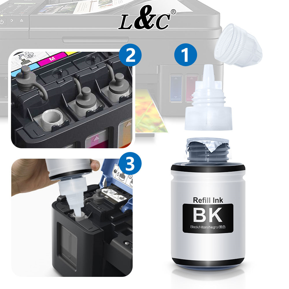 L&C Refill 790 Ink 1PC Black Dye Ink For Canon Printer Pixma E3370 ...