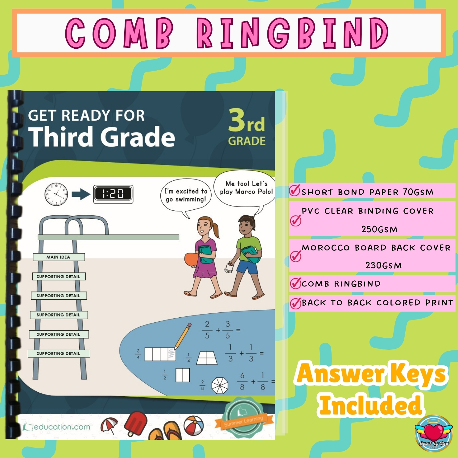 GRADE 3 (Reading & Writing) Workbook Worksheet Homeschool Learning ...