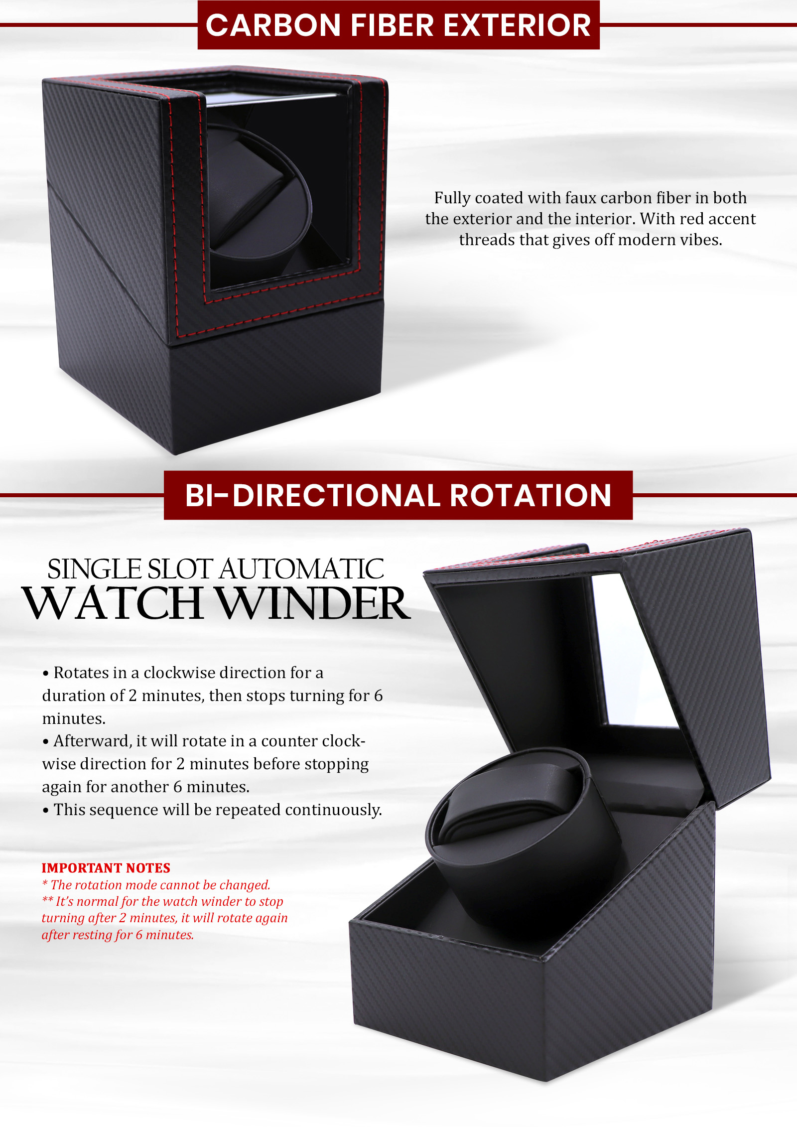Bi-directional Rotation Automatic Watch Winder Self-Winding Watch ...