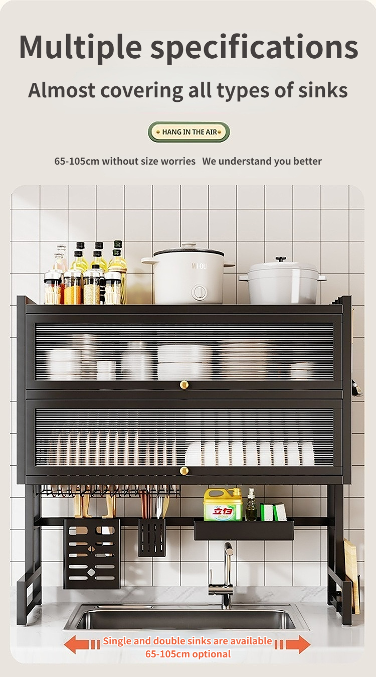 Kitchen Carbon Steel Double-layer Sink Storage Rack Multifunctional ...