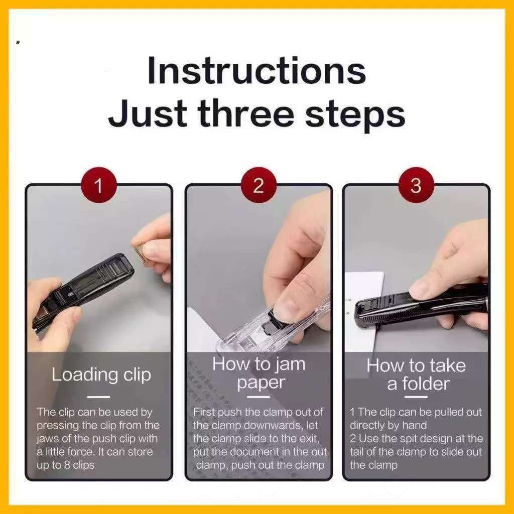 Portable Handheld Paper Clam Push Clip Dispenser Fast Paper Clipper for ...